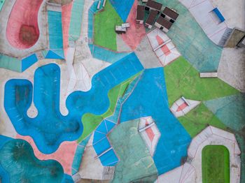 High angle view of multi colored swimming pool