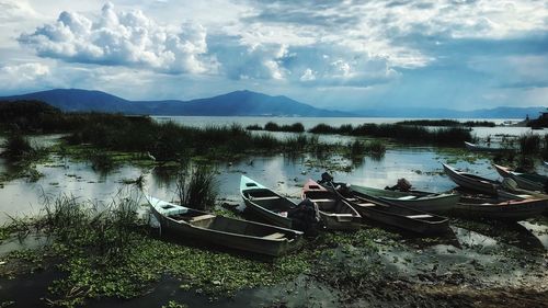 Scenic view of lake against sky