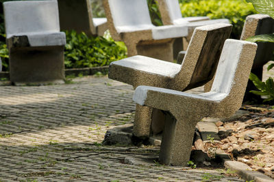 Stone bench at cemetery