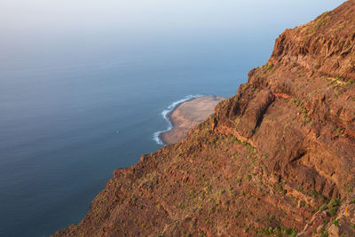 High angle view of rocks on beach