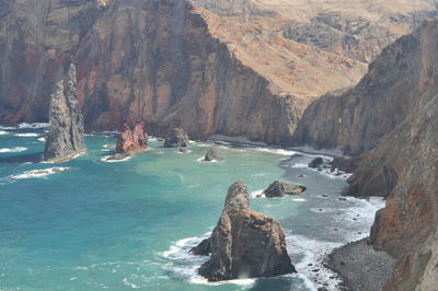 Scenic view of sea and mountains