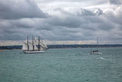 Sailboat sailing on sea