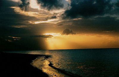 Scenic view of sea at sunset