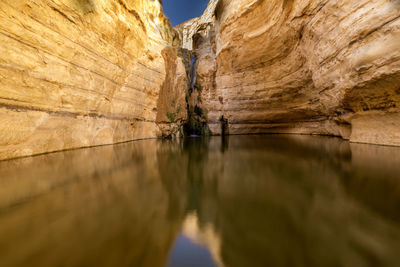 Reflection of rock formation in water