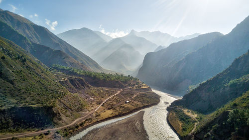 Scenic view of mountains against sky