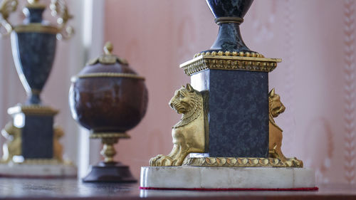 Close-up of statue against temple