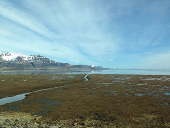 Scenic view of beach against sky