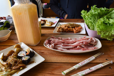 Close-up of food on table