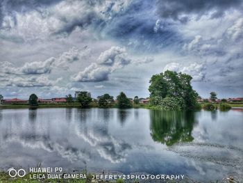 Scenic view of lake against sky