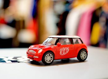 Close-up of toy car
