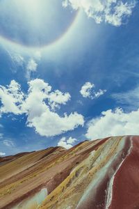 Panoramic view of landscape against blue sky