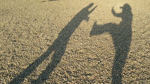 Shadow of person on sand