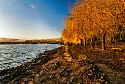 Scenic view of lake against sky