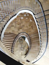 High angle view of spiral staircase