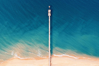 High angle view of swimming pool by sea