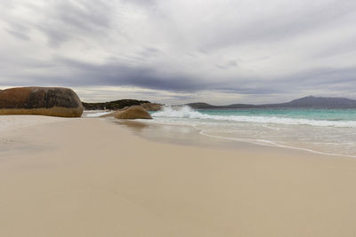 Scenic view of beach against sky