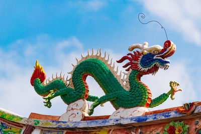 Low angle view of statue against sky