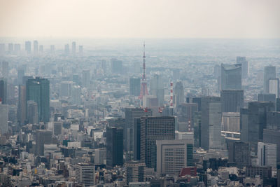 Cityscape against clear sky