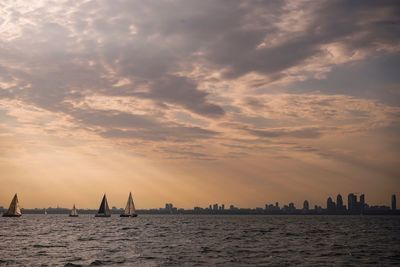 Scenic view of sea against sky during sunset