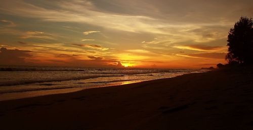 Scenic view of sea at sunset