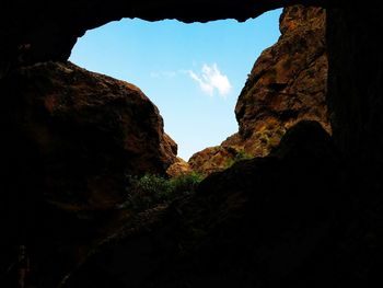 Low angle view of rock formation