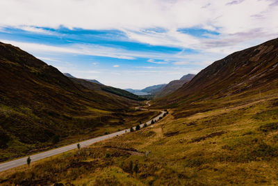 Loch maree viewed from high up glen docherty with the road to kinlochewe