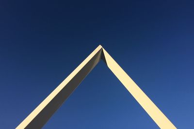 Low angle view of built structure against clear blue sky