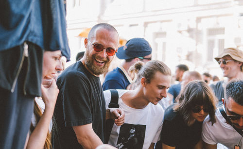 Group of people on street in city