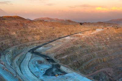 View from above of an open-pit copper mine in peru