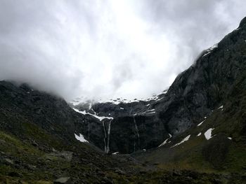 Low angle view of mountains against sky