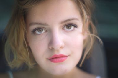 Close-up portrait of beautiful young woman