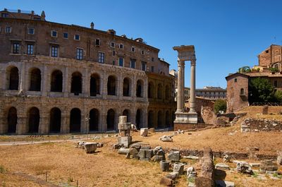 Old ruins against clear blue sky