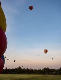 Hot air balloons flying in sky