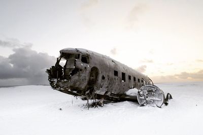 Abandoned airplane wreck in iceland