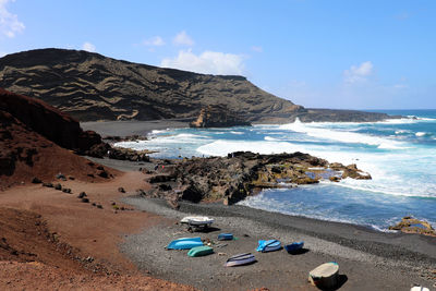 Scenic view of beach against sky