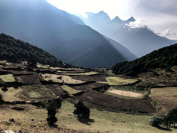 Scenic view of mountains against sky