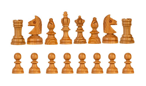 Low angle view of chess board against white background