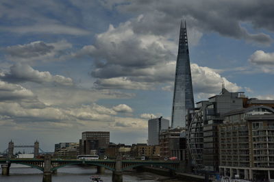 View of buildings against cloudy sky