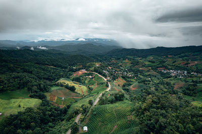 High angle view of landscape against sky