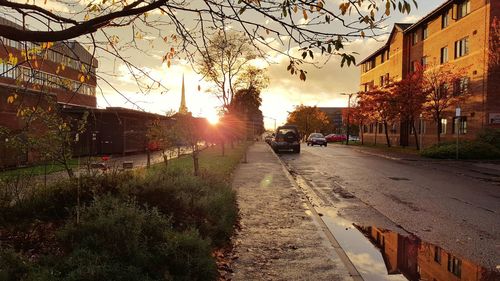 View of city at sunset