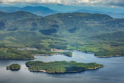 Scenic view of lake and mountains