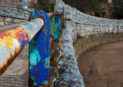 Rusty railing of surrounding wall