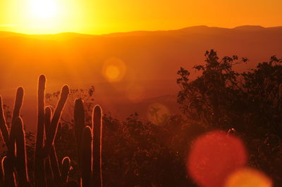 Scenic view of mountains during sunset