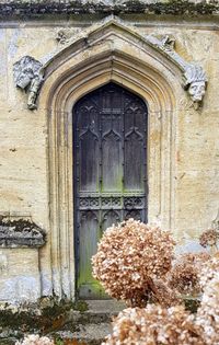 Closed door of old building