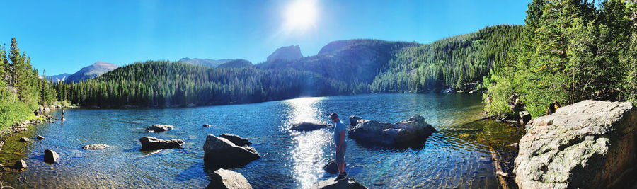 Panoramic view of lake against sky