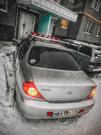 High angle view of cars on road