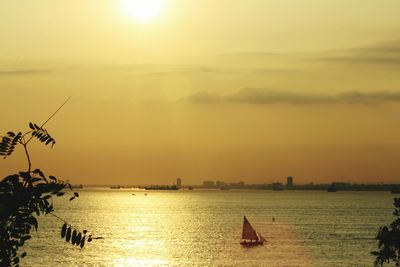 Scenic view of sunset over sea