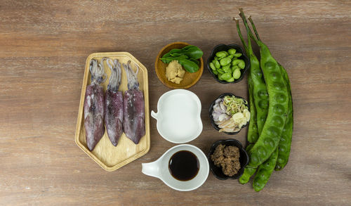 High angle view of food on table