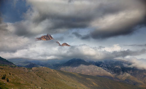 Low angle view of mountain against sky