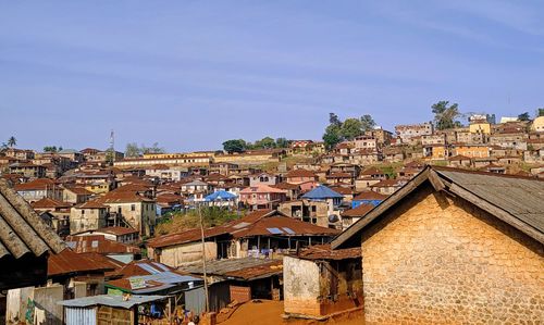 High angle view of townscape against sky